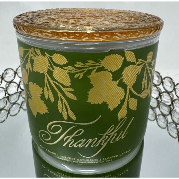 Bath & Body Works THANKFUL HARVEST GATHERING Large Scented 3 Wick Candle 14.5 oz - Picture 3 of 5